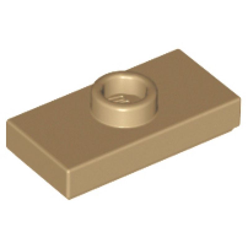 Plaat, Aangepast 1x2 met 1 nop met groef en nophouder aan binnenkant (Jumper) Dark Tan